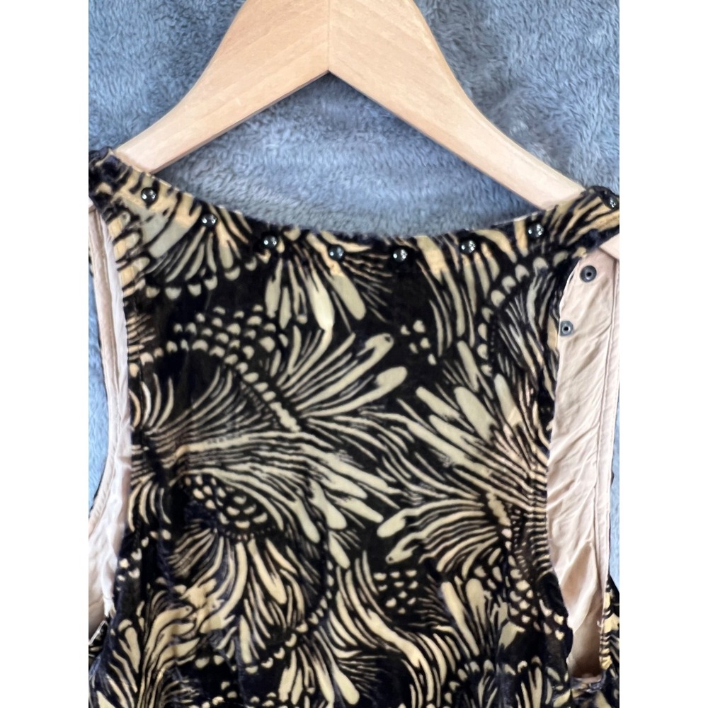 Free People Ellie Burnout Velvet Mini Dress Small Black Brown Boho - Picture 9 of 11